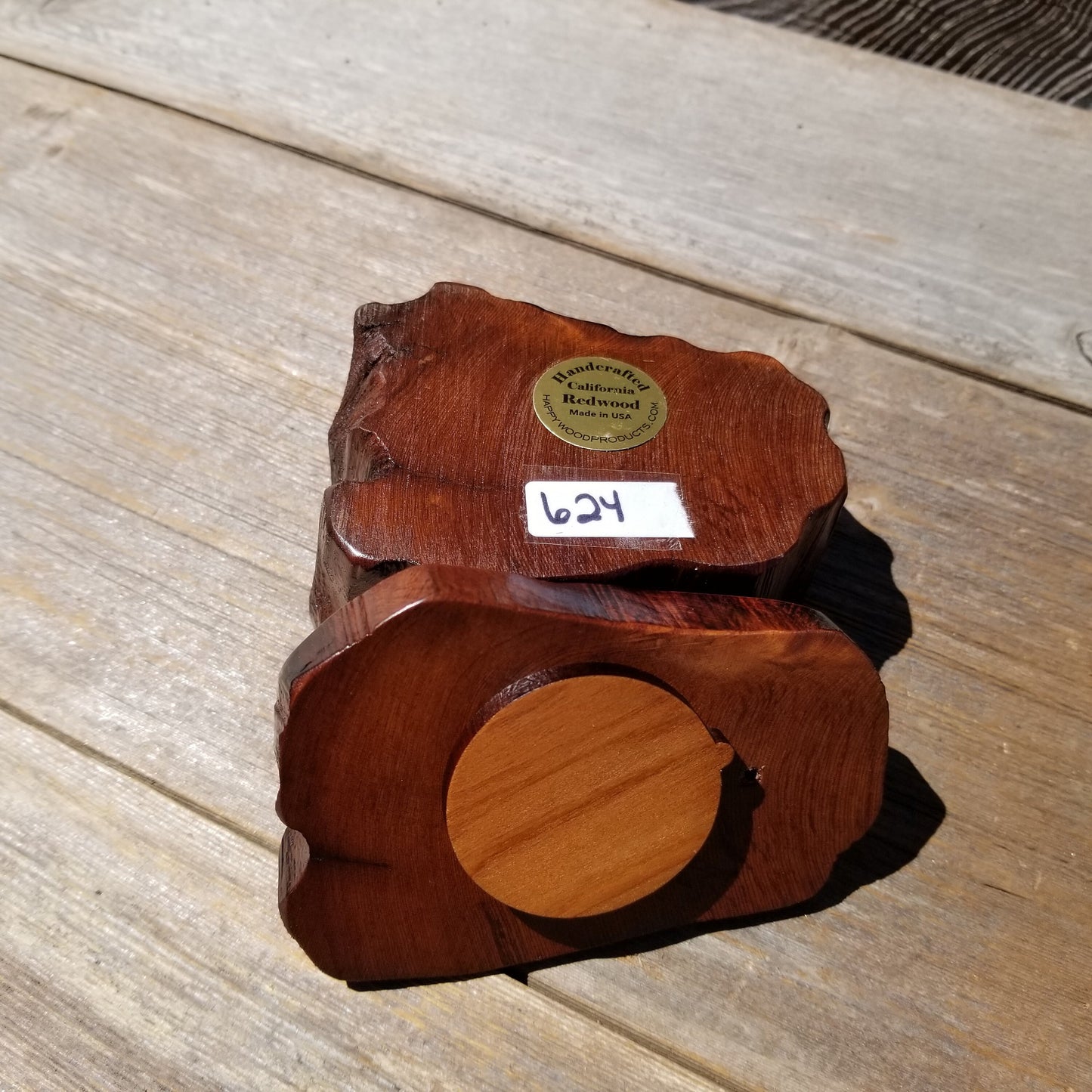 Wood Ring Box Redwood Rustic Handmade California Storage Live Edge Mini #624 Birthday Gift Christmas Gift Mother's Day Gift