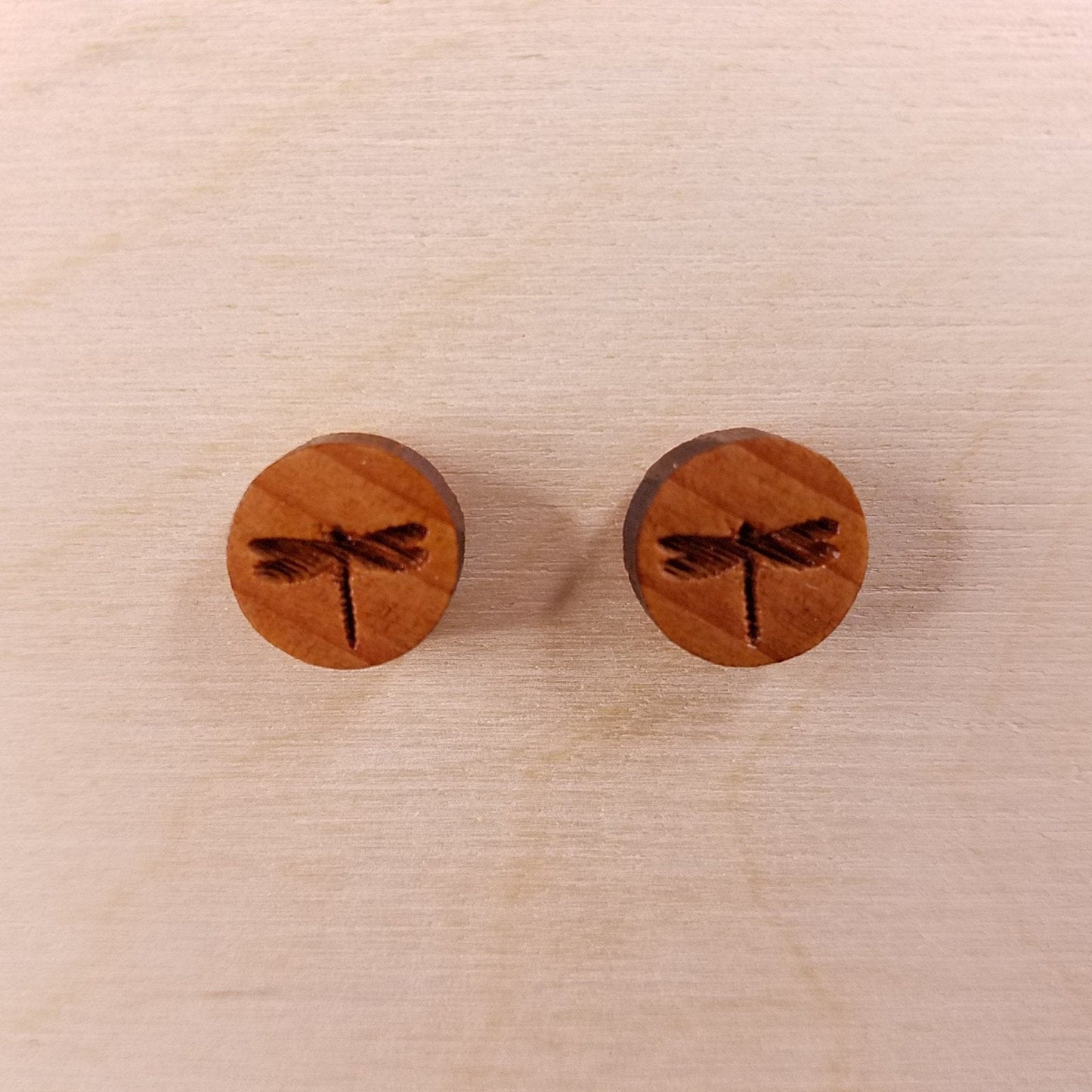 Wholesale Dragonfly Earrings - Wood Earrings - California Redwood Stud Earrings - CA Souvenir Keepsake - Post Earrings