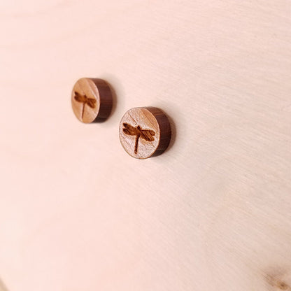 Wholesale Dragonfly Earrings - Wood Earrings - California Redwood Stud Earrings - CA Souvenir Keepsake - Post Earrings