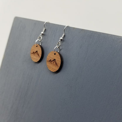 Wholesale wood Earrings - Mountain Engraved Wood Earrings - Dangle Earrings - CA Souvenir Keepsake