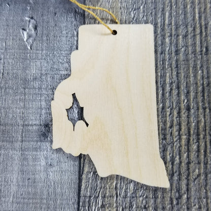 Wholesale Rhode Island Wood Ornament -  RI State Shape with State Motto Cutout Souvenir