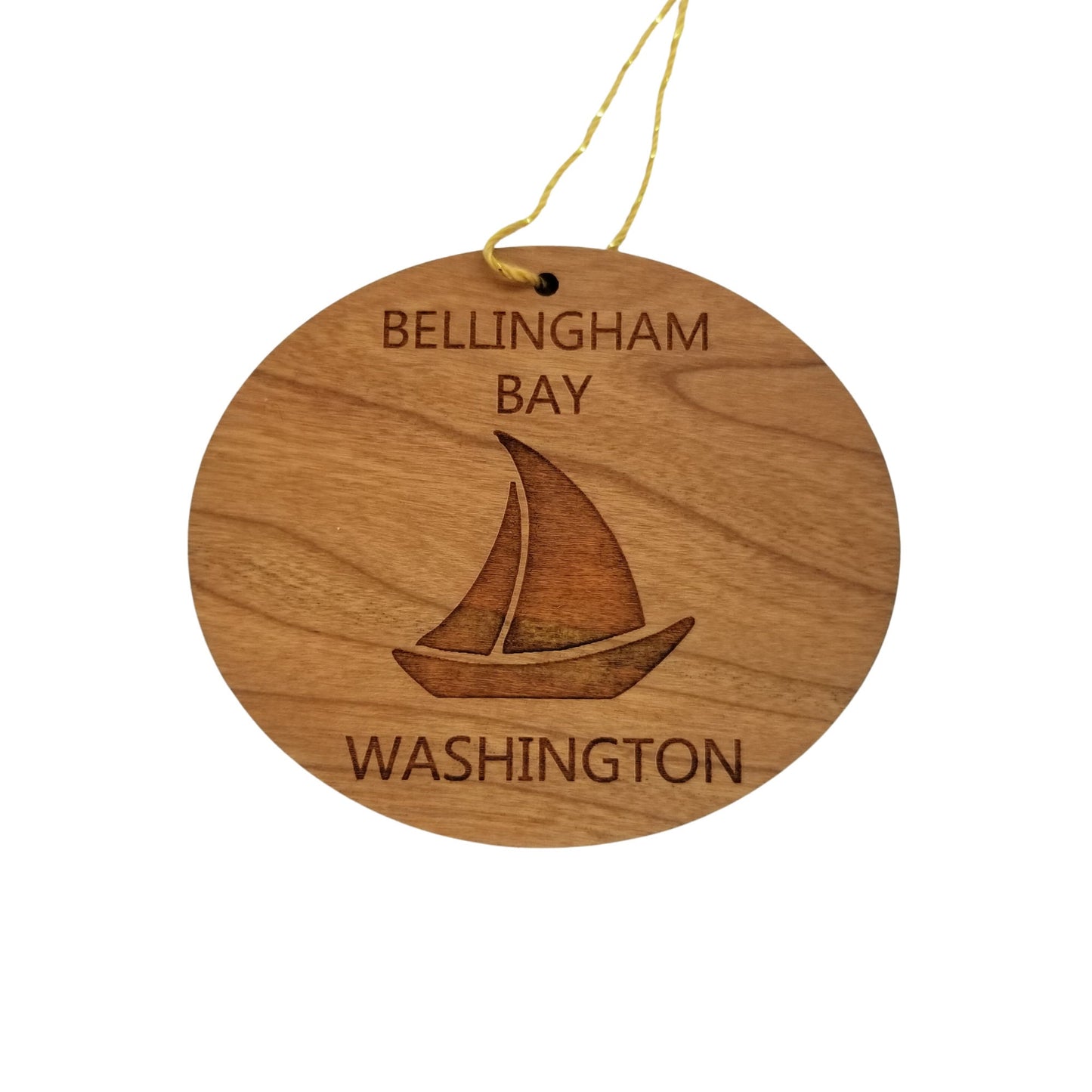 Wholesale Bellingham Bay Washington Ornament - Handmade Wood WA Souvenir Sailing Sailboat