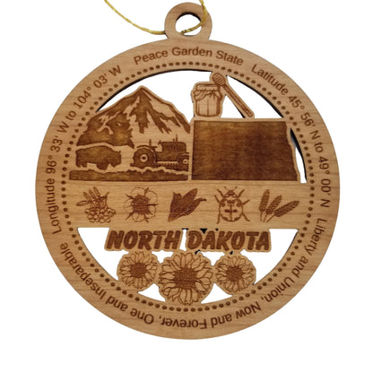 Wholesale North Dakota Wood Ornament - ND Souvenir - Handmade In The USA