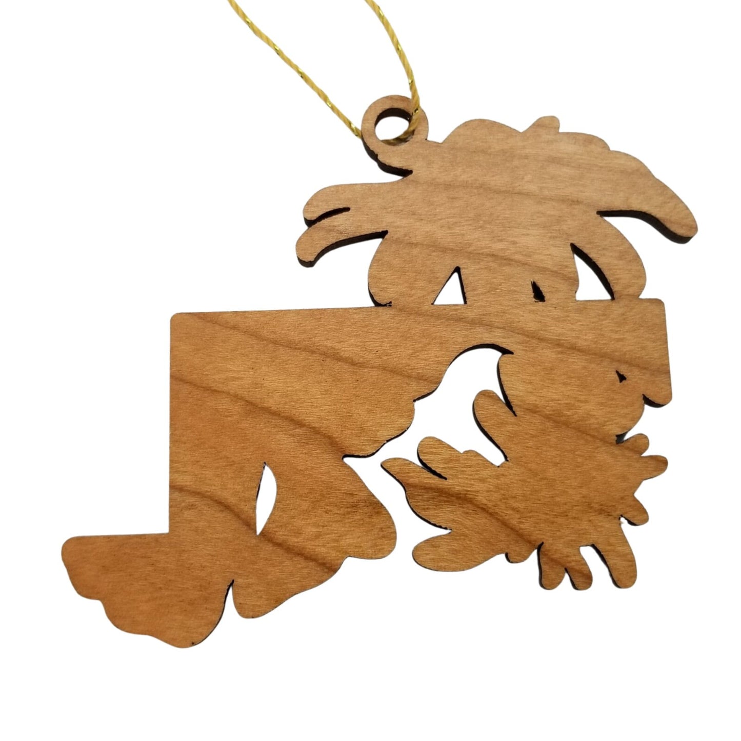 Wholesale Maryland Wood Ornament -  MD State Shape with State Flowers Black Eyed Susan - Handmade Wood Souvenir