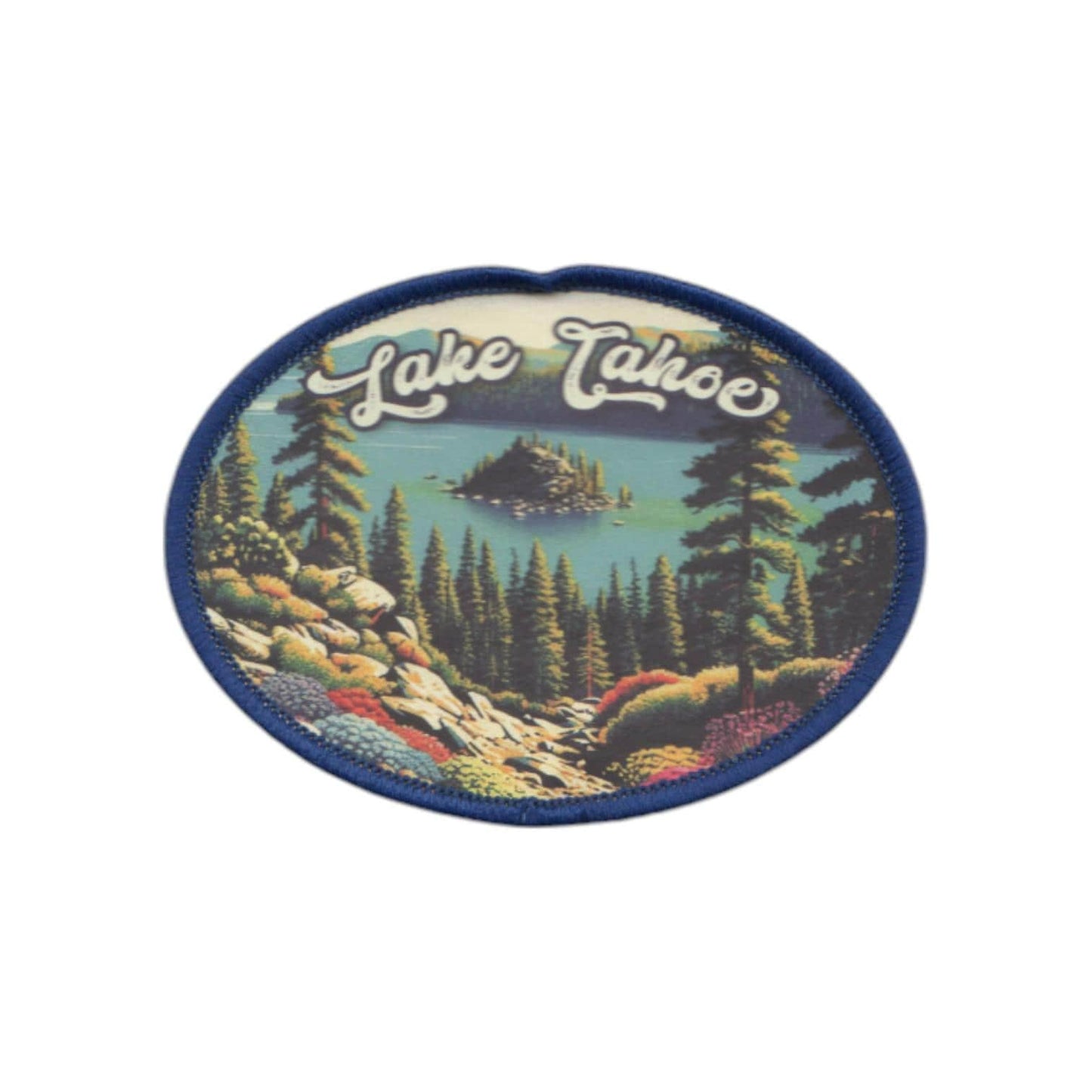 Lake Tahoe Patch – California Travel Souvenir Patch 3" Iron On Sew On Embellishment Mountains Trees Oval