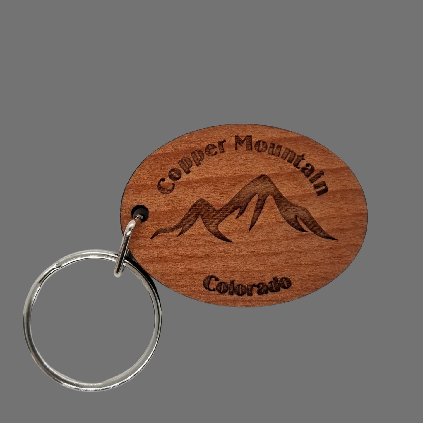 Wholesale Copper Mountain Keychain Colorado Mountains Handmade Wood Keyring Souvenir CO Ski Resort Skiing