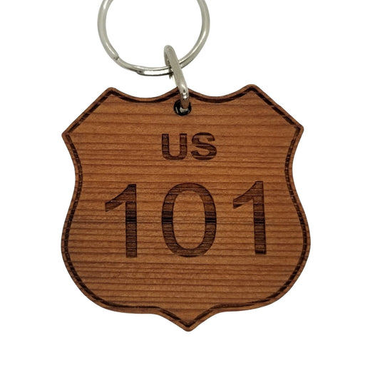 Wholesale US HWY 101 Keychain Highway Road Sign Wood Keyring Souvenir