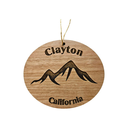 Clayton CA Ornament Mountains Wood Souvenir - 15771