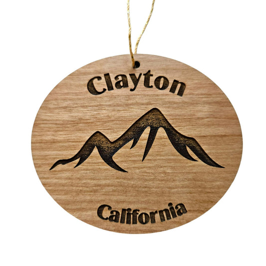 Clayton CA Ornament Mountains Wood Souvenir - 15771