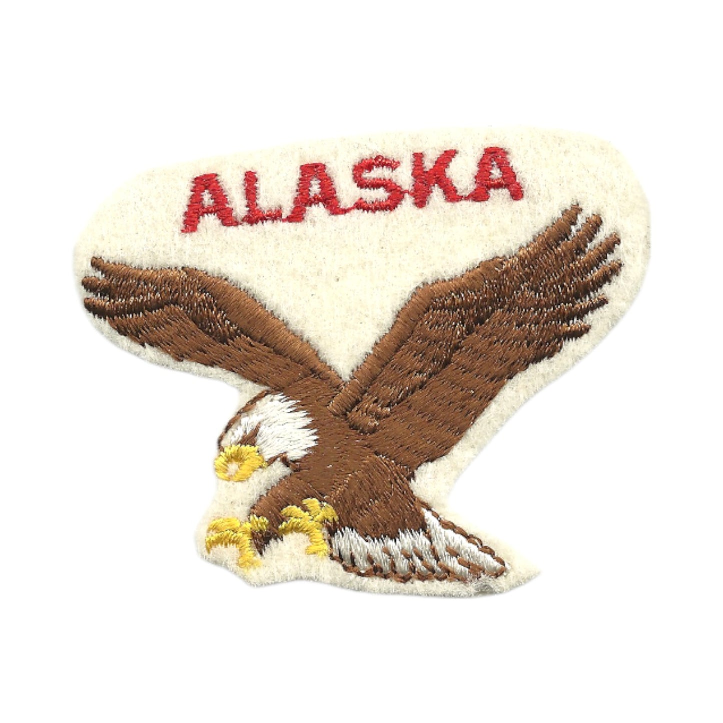 Vintage ALASKA eagle on white souvenir embroidered patch - AK-51-39
