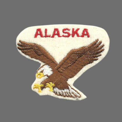 Vintage ALASKA eagle on white souvenir embroidered patch - AK-51-39