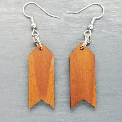 Wholesale Redwood Earrings - Arrow Wood Earrings - California Redwood Dangle Earrings - CA Souvenir Keepsake