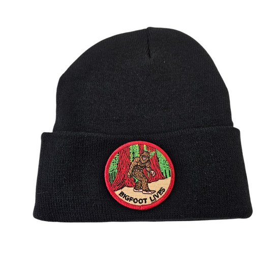 BIGFOOT LIVES Black Knit Beanie or Cap - B1005