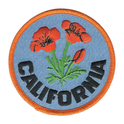 California Poppy 2" Souvenir Embroidered Patch Iron On - CA-09/2