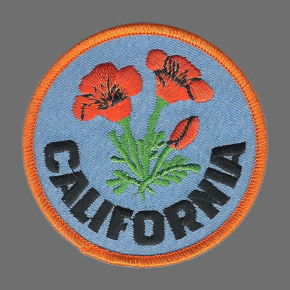California Poppy 2" Souvenir Embroidered Patch Iron On - CA-09/2