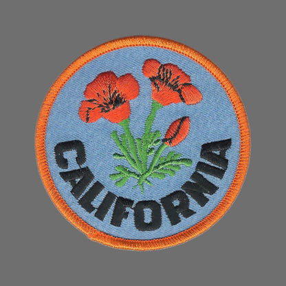 California Poppy 2" Souvenir Embroidered Patch Iron On - CA-09/2