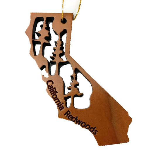 California State Wood Ornament with Redwoods - 1070C