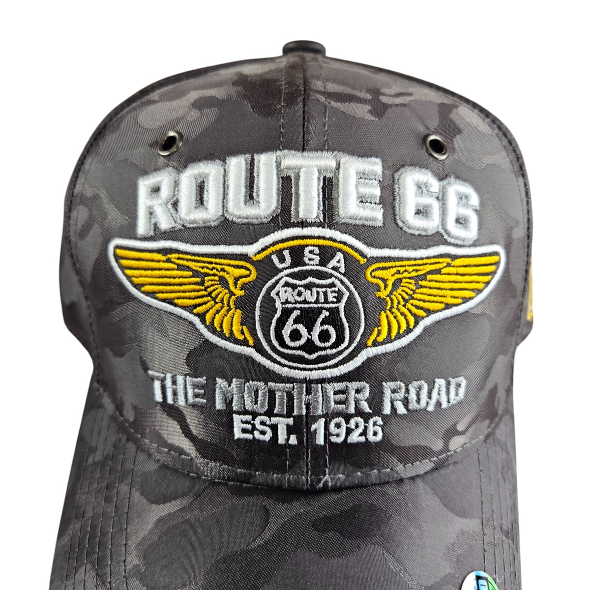 ROUTE 66 Mother Road Dark Gray Camo Cap or Hat - SOLID H1025