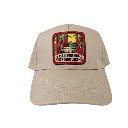 CALIFORNIA REDWOODS Square Patch Basic Khaki Hat or Cap - H1035