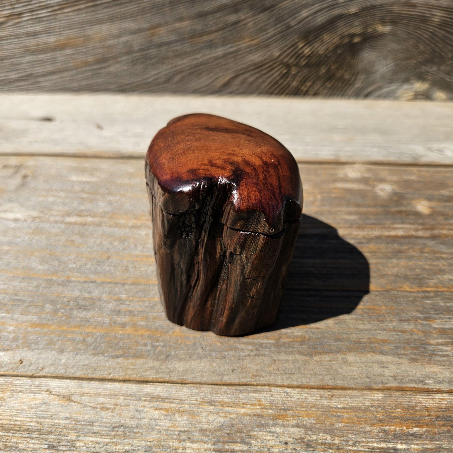 Wood Ring Box Redwood Rustic Handmade California #671 Storage Live Edge Gift