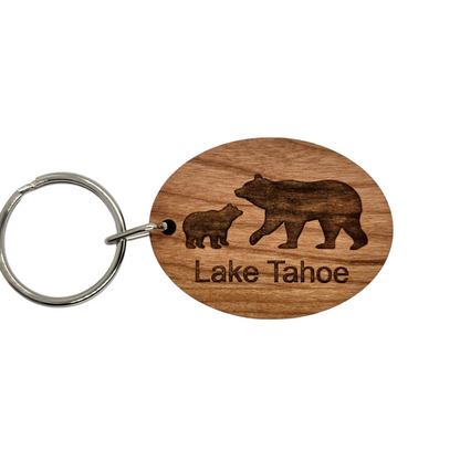 Wholesale Lake Tahoe Bear and Cub Keychain Wood Keyring Souvenir