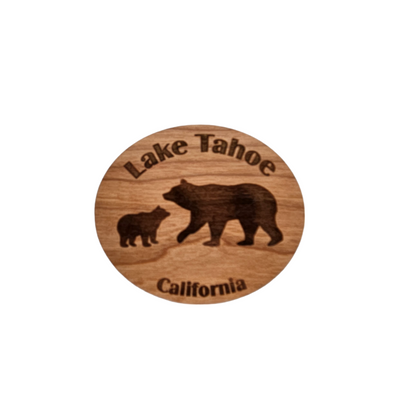 Lake Tahoe Mama Bear and Cub Magnet Wood Souvenir