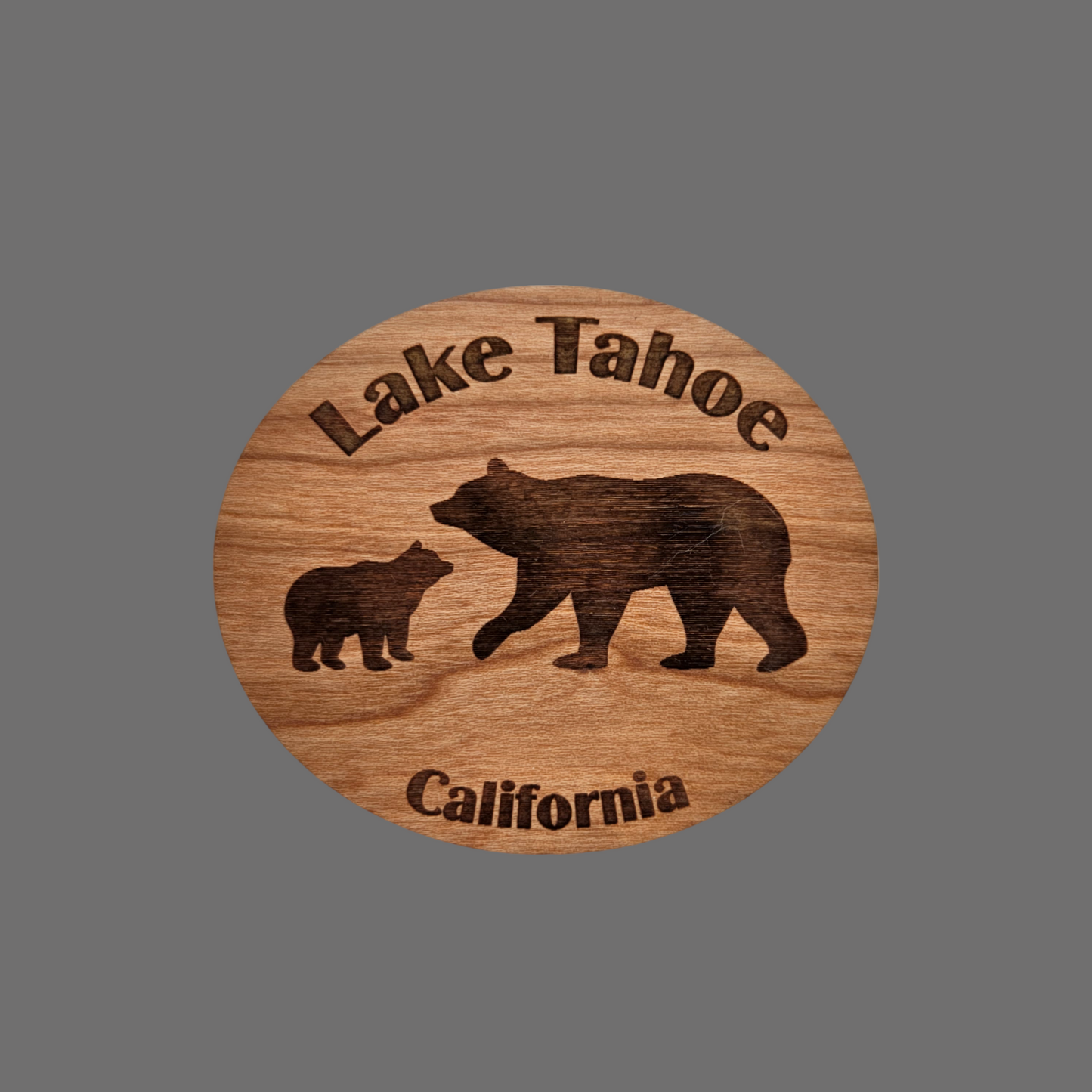 Lake Tahoe Mama Bear and Cub Magnet Wood Souvenir