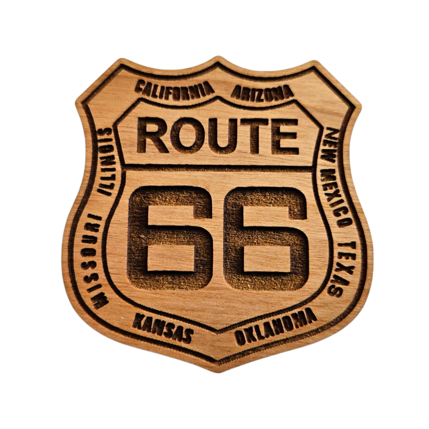 Route 66 Road Sign 8 States Wood Magnet Souvenir - M4053