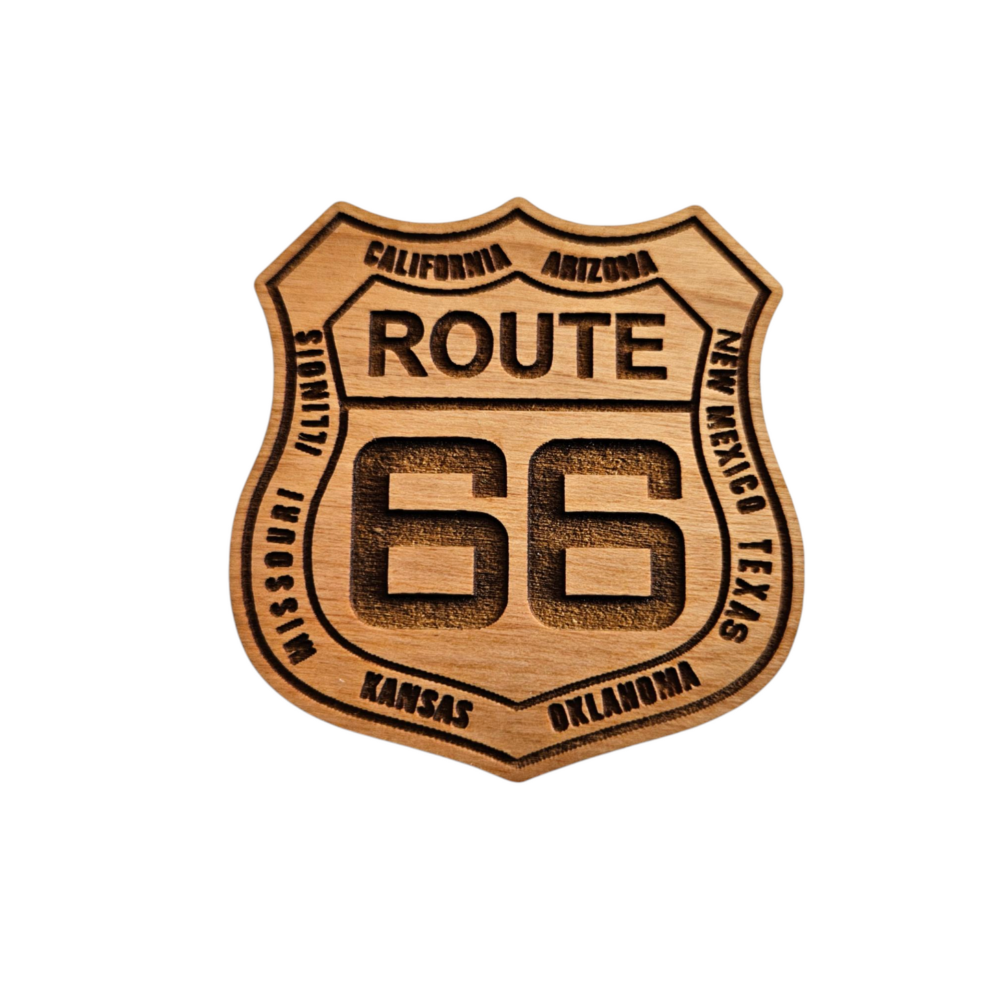 Route 66 Road Sign 8 States Wood Magnet Souvenir - M4053