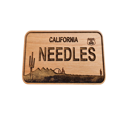 Needles California Route 66 License Plate Wood Magnet Souvenir - M4056