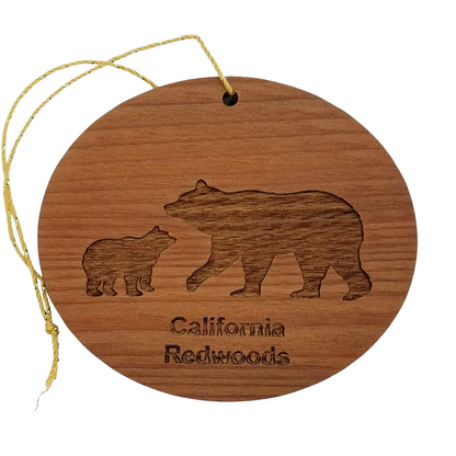 Bear and Cub Christmas Ornament California Redwoods Wood Souvenir - 1064