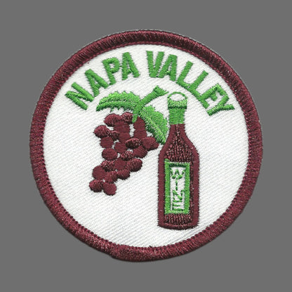 Napa Valley Wine Bottle and Grapes Iron On Souvenir Embroidered Patch - NAPA-37
