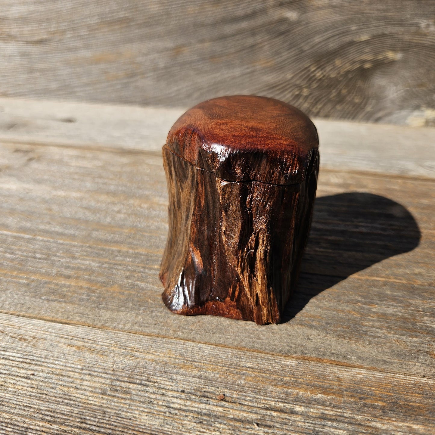 Wood Ring Box Redwood Rustic Handmade California #662 Storage Live Edge Gift