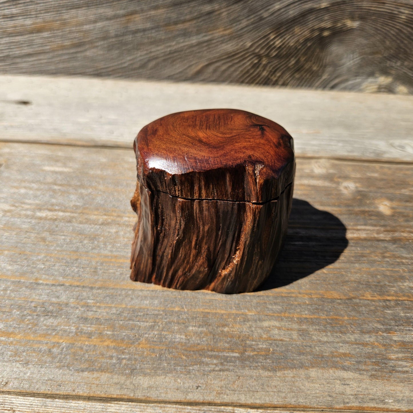 Wood Ring Box Redwood Rustic Handmade California #662 Storage Live Edge Gift