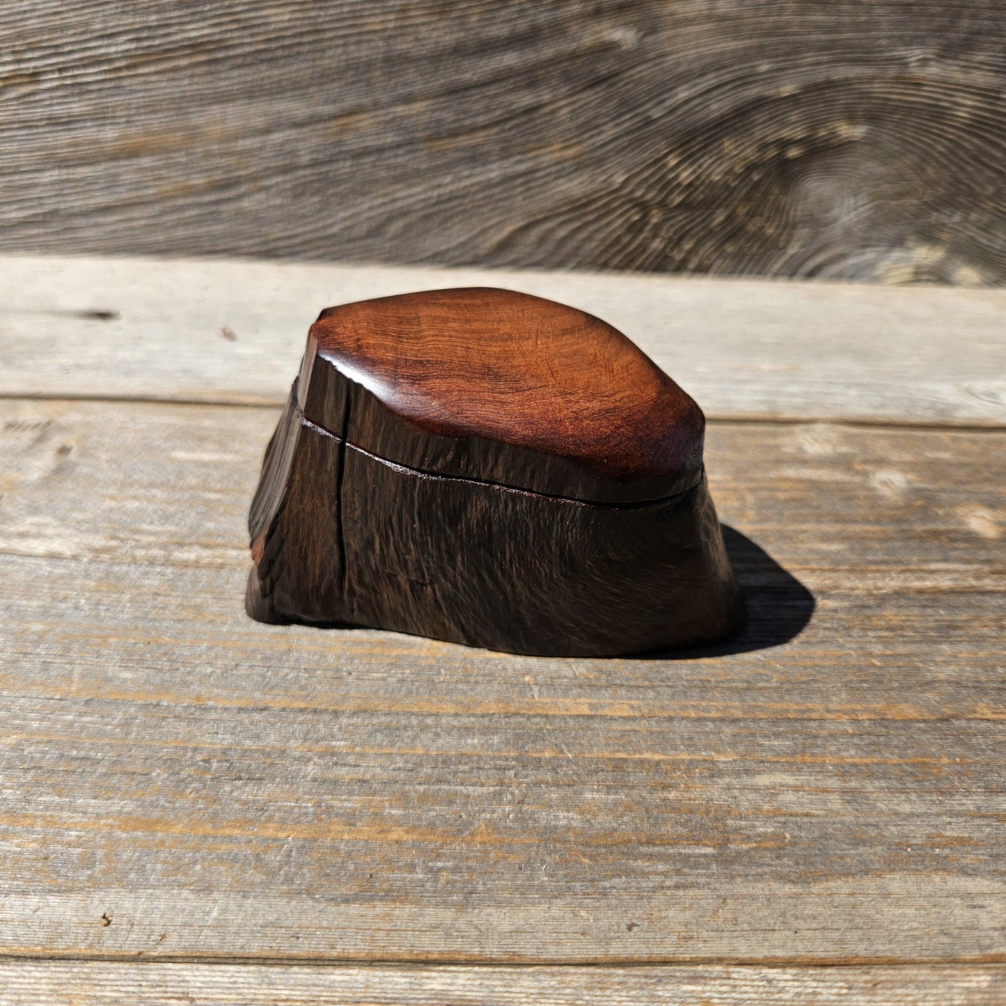 Wood Ring Box Redwood Rustic Handmade California #681 Storage Live Edge Gift