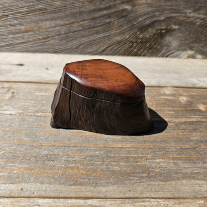 Wood Ring Box Redwood Rustic Handmade California #681 Storage Live Edge Gift
