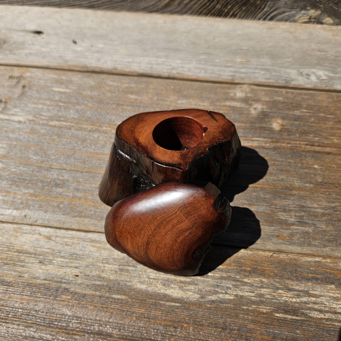 Wood Ring Box Redwood Rustic Handmade California #681 Storage Live Edge Gift