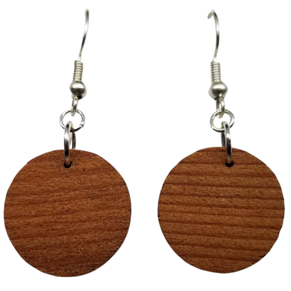 Wholesale Redwood Earrings - Circle Wood Earrings - California Redwood Dangle Earrings - CA Souvenir Keepsake