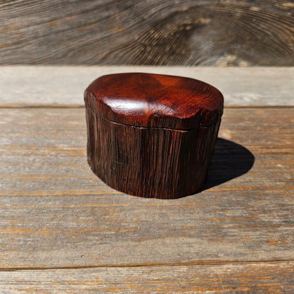 Wood Ring Box Redwood Rustic Handmade California #679 Storage Live Edge Gift