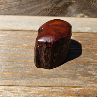 Wood Ring Box Redwood Rustic Handmade California #679 Storage Live Edge Gift