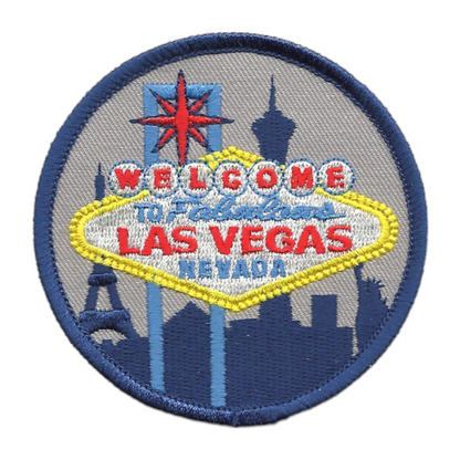 Nevada Patch Welcome to Fabulous Las Vegas Famous Sign 3" Circle Iron On Nevada Souvenir Embroidered