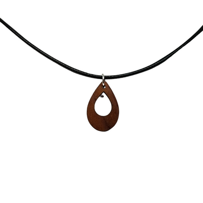 Teardrop Cutout Wood Necklace - CA Souvenir  Anniversary Gift - N3