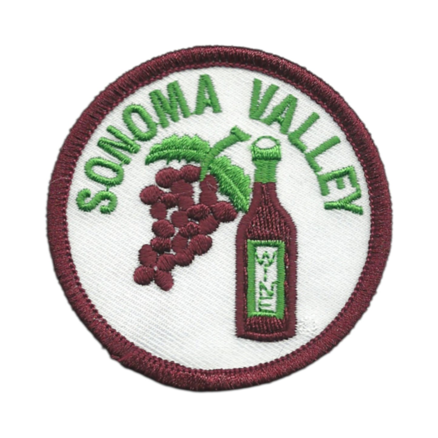 SONOMA VALLEY Wine and Grapes Souvenir Patch Burgundy - 10245