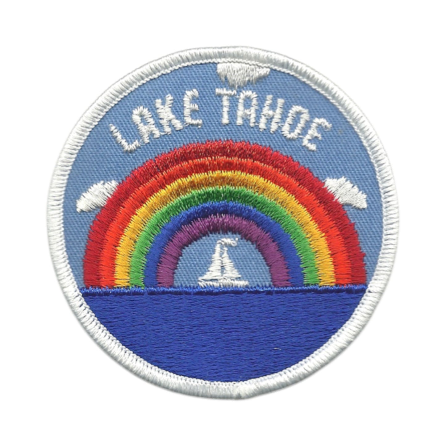 LAKE TAHOE Rainbow and Sailboat Souvenir Patch Iron On - 10098