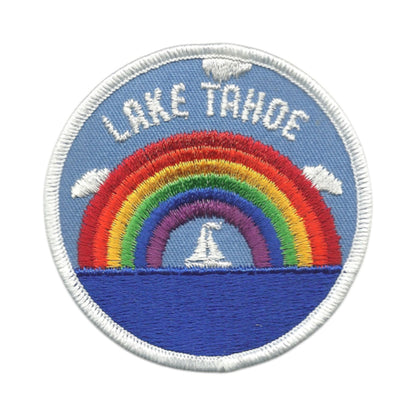 LAKE TAHOE Rainbow and Sailboat Souvenir Patch Iron On - 10098