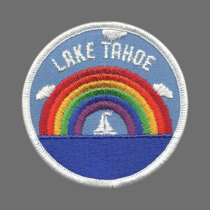 LAKE TAHOE Rainbow and Sailboat Souvenir Patch Iron On - 10098