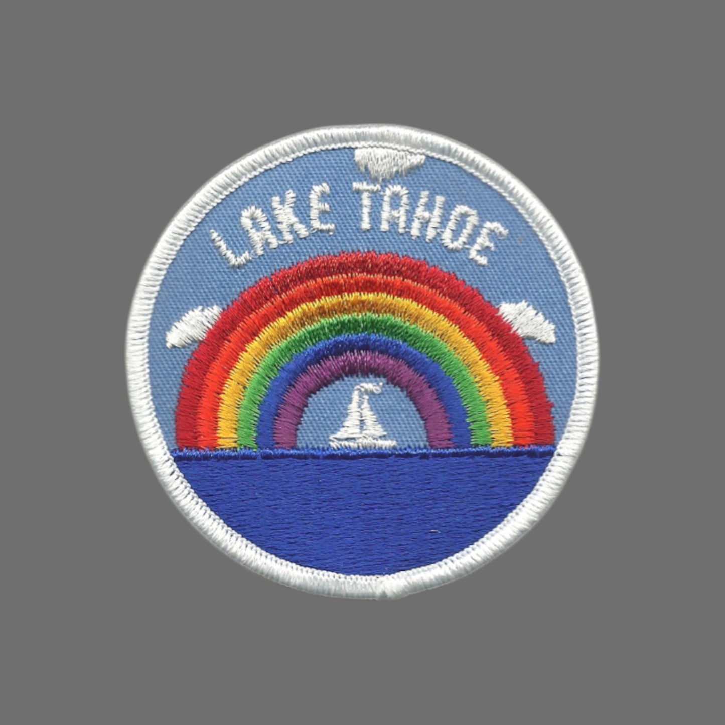LAKE TAHOE Rainbow and Sailboat Souvenir Patch Iron On - 10098
