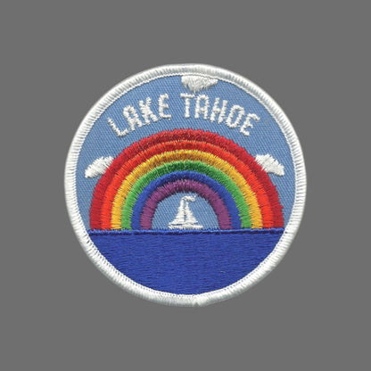 LAKE TAHOE Rainbow and Sailboat Souvenir Patch Iron On - 10098