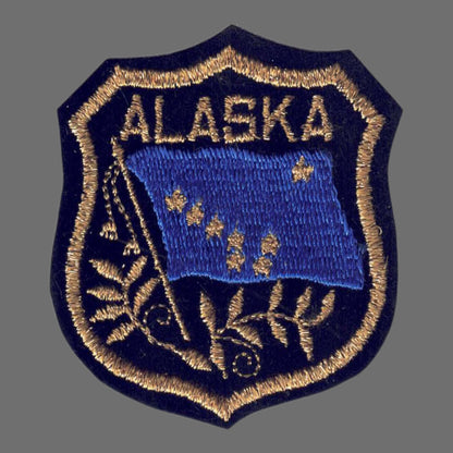ALASKA Gold Mylar Shield Souvenir Patch - 1062