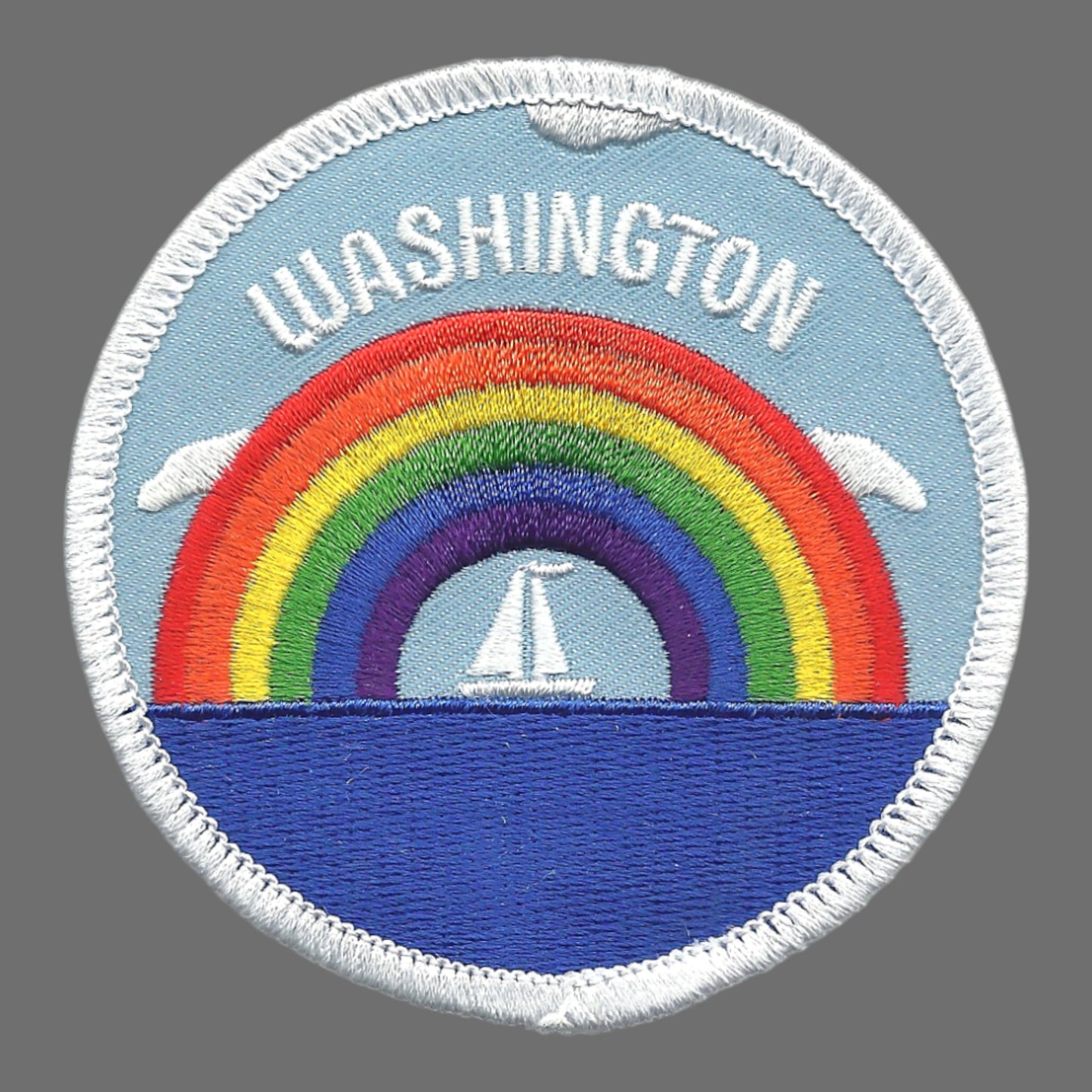 WASHINGTON Rainbow Sailboat Souvenir Embroidered Patch Iron On - 10251